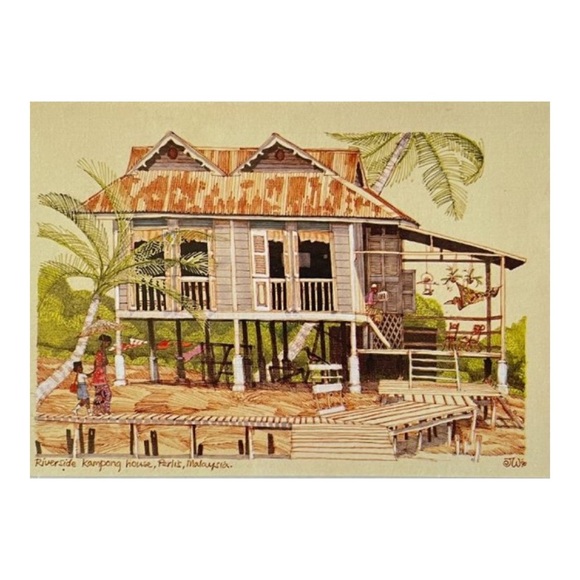 Hand Drawn Malaysian Greeting Card - Kampong House - Picture 7 of 7